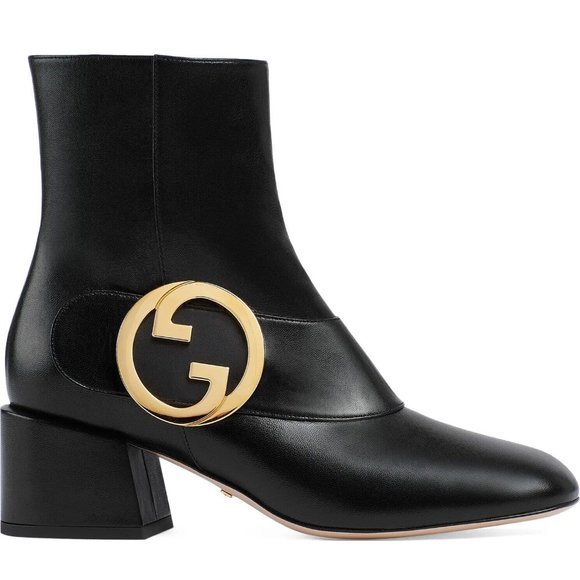 Gucci Blondie Interlocking GG Medallion Logo Ankle Booties Boots Heels - Picture 1 of 16
